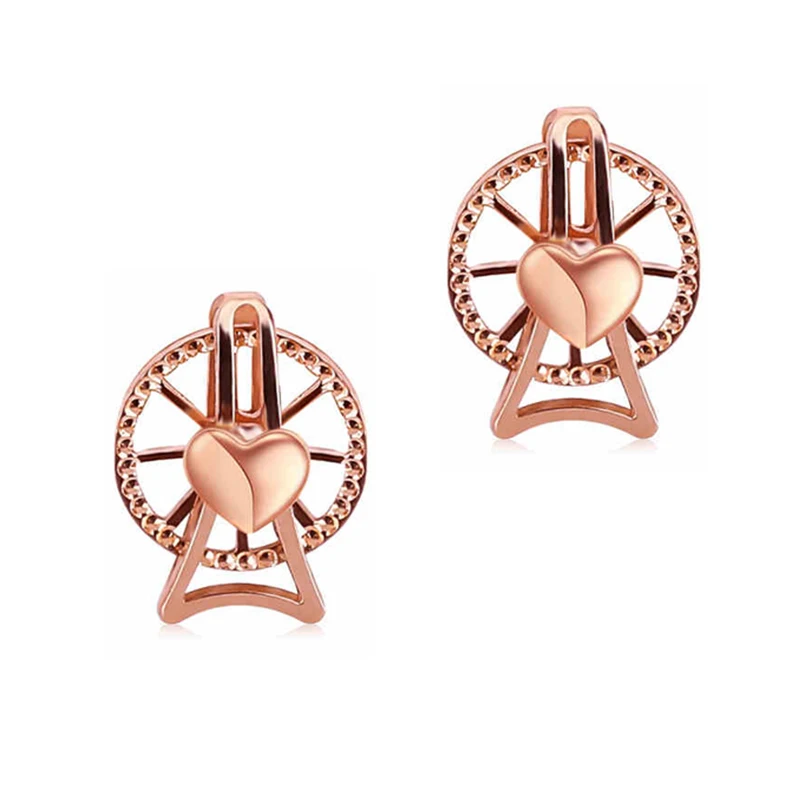 

Solid AU750 Rose Gold Ferris wheel Stud Earrings Women's Earrings