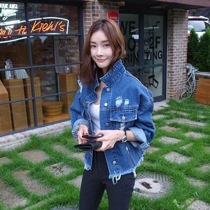 2017 Boyfriend Fashion Girls Oversized Denim Jacket