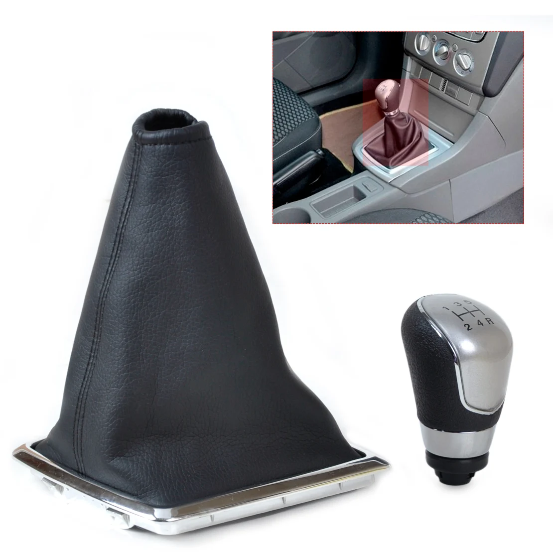 

DWCX 5-Speed Car Gear Shift Knob Collar Premium Leatherette Gaitor Boot Cover For FORD FOCUS 2005 2006 2007 2008 2010 2011 2012