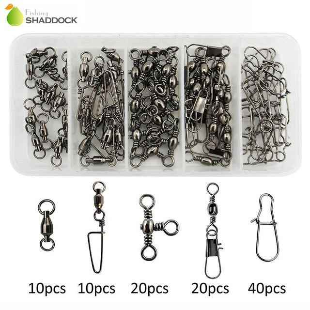 Stainless Steel Fishing Swivels Kit Include Duo Lock Snaps, Ball Bearing  Swivel, Barrel Swivel Fish Line Connector Tackle Box - AliExpress