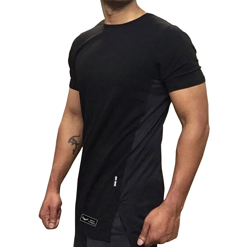 

Fitness Wolf Brand Men's Summer T-shirt Slim Camouflage Army Training short sleeve T shirt Crop Patchwork Design Man Teeshirt