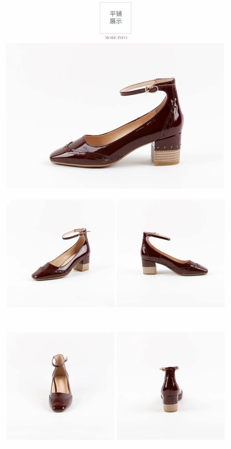Популярные женские туфли-лодочки г. Модная обувь из натуральной кожи длиной 22-24,5 см, Пряжка из лакированной кожи с квадратным носком