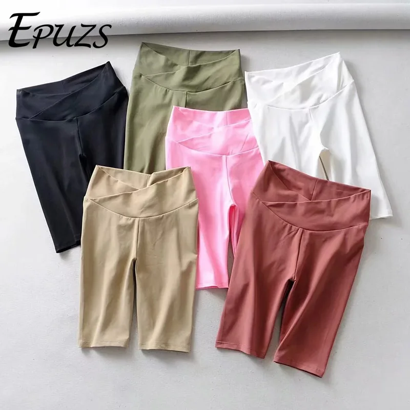 

Sexy Elastic high waist shorts women neon biker shorts vintage korean style Streetwear black summer short femme