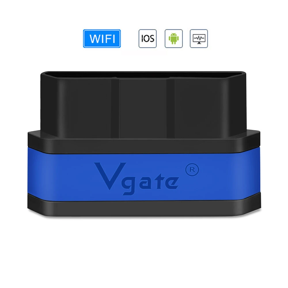 Vgate obd2 ELM327 V2.1 icar2 диагностический инструмент wifi мини сканер elm 327 wifi адаптер для IOS/android/PC/OBD 2 wifi считыватель кодов - Цвет: WIFI-Black Blue