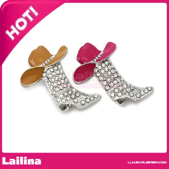 

Lucky Western Cowboy Boots Brooch Pink & Brown Hat Pin Charm Enamel Jewelry