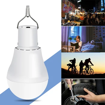 

Outdoor Portable USB5V-8V Solar Lamp Hanging Hook LED Bulb Fishing Camping Tent Flashlight Emergency Light Bulb 15W 250LM 1000mA