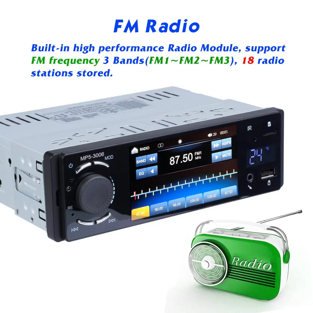 Автомобильный MP5 плеер с сенсорным HD экраном 4 1 дюйма Bluetooth FM радио музыкой