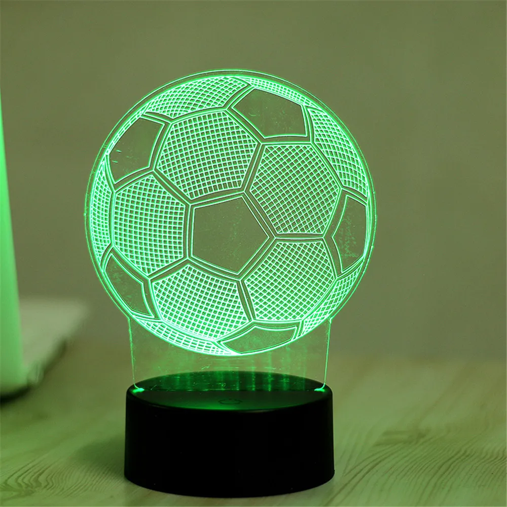 7 Color Soccer 3D Visual Led Night Lights For Kids Touch