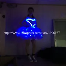 Синий свет Костюмы Одежда световой вечернее платье LED Костюмы для бальных танцев танцевальная Косплэй Хэллоуин костюм для Для женщин Бесплатная доставка DHL