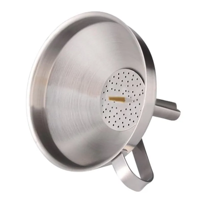 Kitchen Stainless Steel Funnel With Detachable Strainer Large Wide