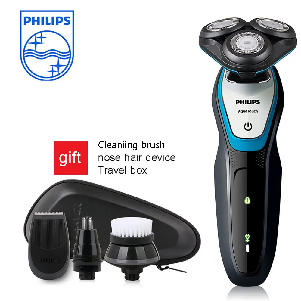 Philips для лица бритва S5070/04 aquatouch электробритва 40 мин беспроводное использование/Зарядка 1 ч со светодиодной системой ComfortCut Blade - Цвет: Синий