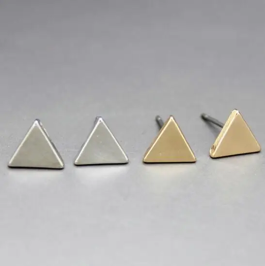 

New Fashion Gold Silver Alloy Simple Geometric Triangle Stud Earrings For Women Best Cool Style Fine Jewelry Wholesale
