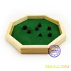 Heavy Duty 12 Inch Octagonal Wooden Dice Tray with Felt Lined Rolling Surface, Wooden Dice Rolling Tray 2