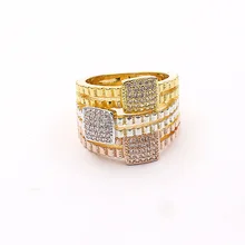 2017 Hot Titanium steel Multi-layer Crystal square rings for woman jewelry copper micro – gold color trade 3 layer accessories