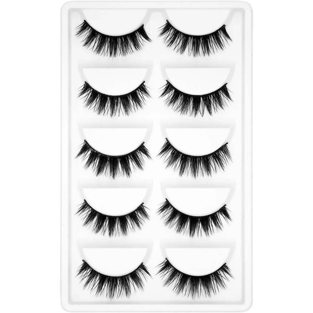 Kimcci 5 Pairs 6 Style Mink Lashes 3D Mink Eyelash Handmade Reusable Natural Faux Eyelashes Cruelty free False Lashes Cilia