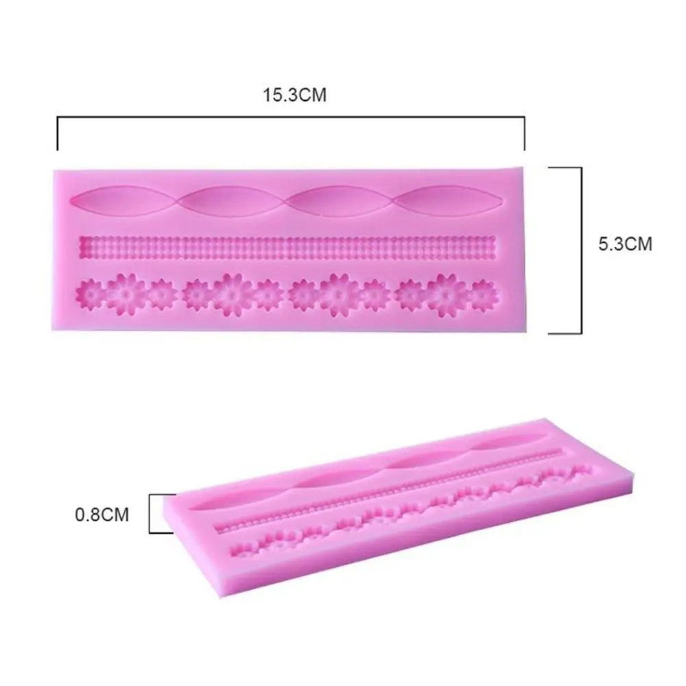 3D Lace Flower Bead Chain Silicone Fondant Mould Cake Decorating 7 2