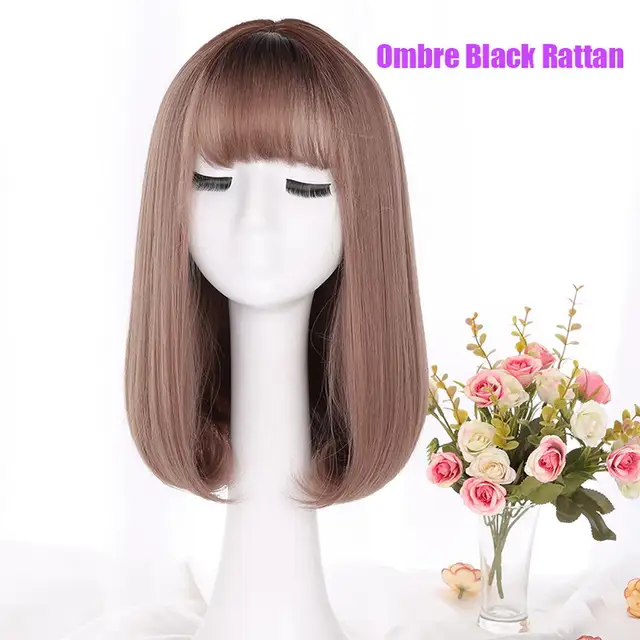 Yiyaobess Korea Style Synthetic Medium Long Bob Wig With Bangs
