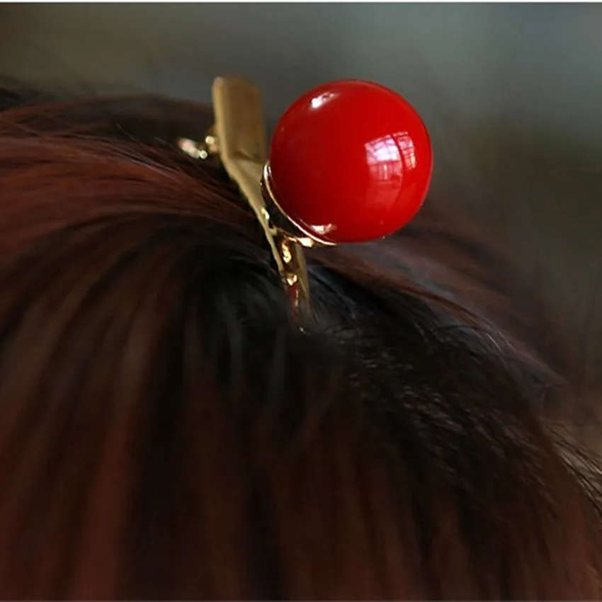 

Fashion Korean Style Pearl Hair Accessories Women White Red Beads Hairstyle Hair Decoration Ladies Hair Clip Female