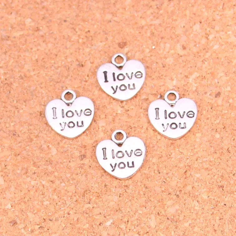 154 шт. античное посеребренное сердце i love you шармы Diy ювелирные изделия ручной