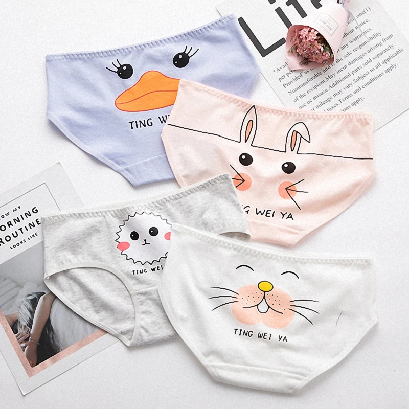 2pcs/lot Cotton panties women pattern cotton underwear women gril briefs lingerie ladies underpants cartoon female wholesale