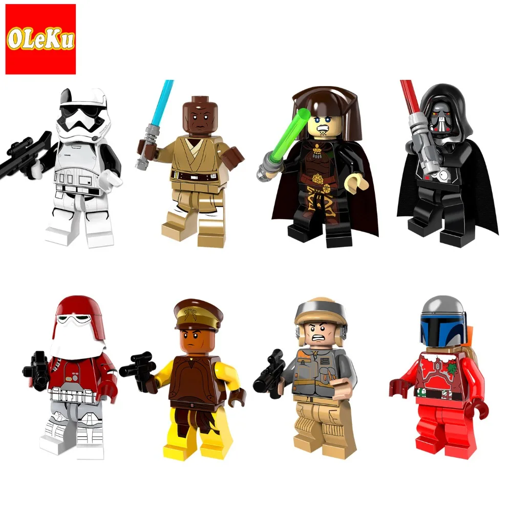Star Wars Mace Windu Luminara Executioner Clone Trooper Darth Malgus Vader Jango Fett Building Blocks font