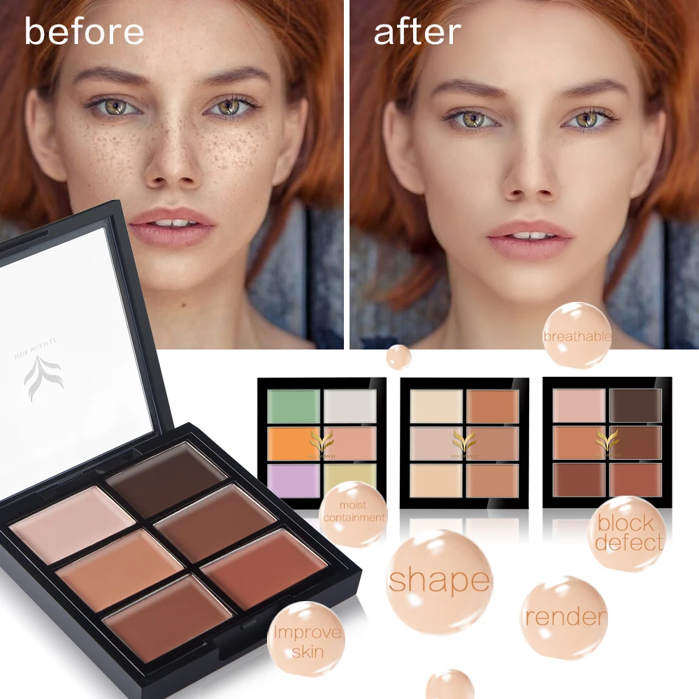 

Natural Professional Concealer 6 Colors Contour Palette Makeup Foundation Base Face Cream Cosmetic Make Up HUAMIANLI BAND Z01