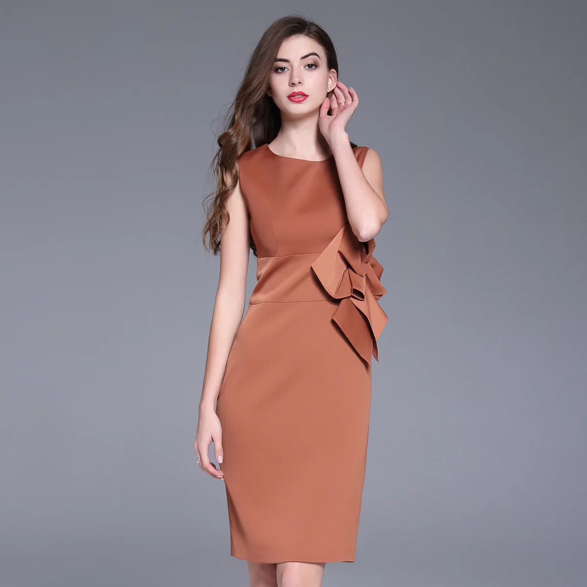 Women Pencil Dress Office Ladies Elegant Khaki Black Pencil Skinny