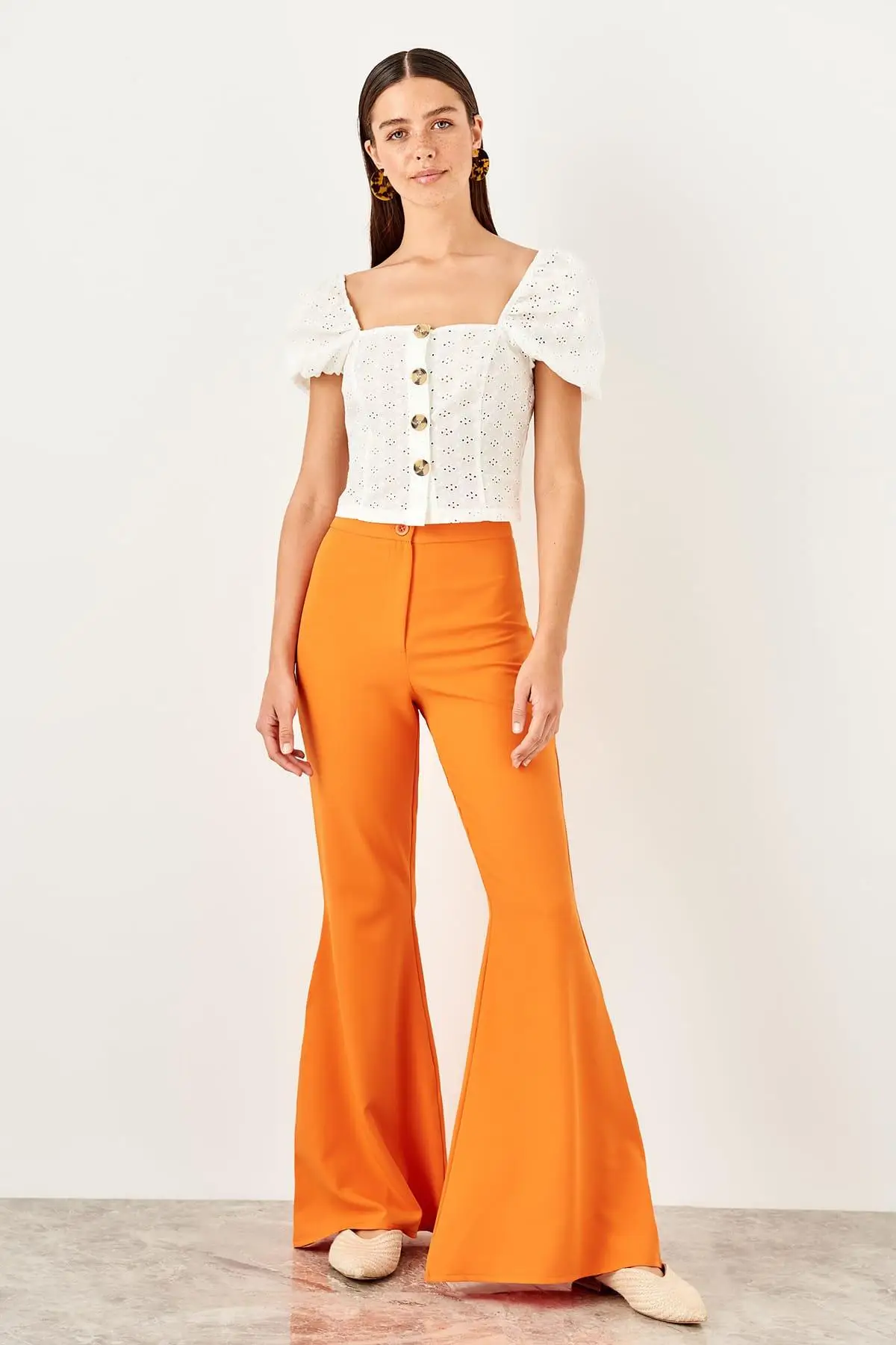 

Trendyol Orange High Waist Pants TWOSS19AP0262