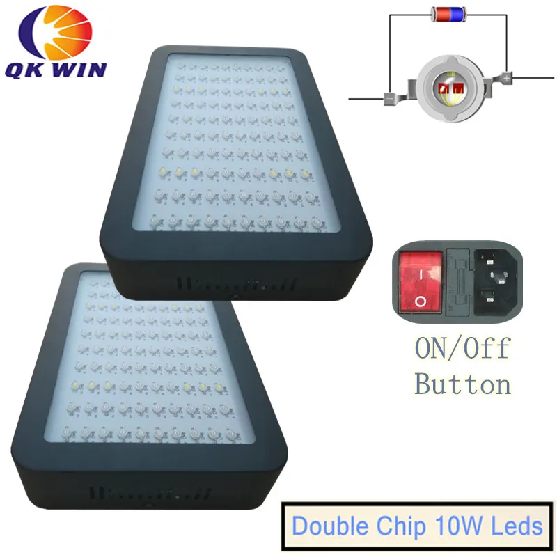 

2pcs/lot 1000W LED Grow Light 100x10W built with on/off button Full Spectrum Grow Lights For Indoor Plants Flowering And Growing