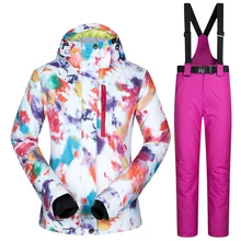 Женские лыжные костюмы, брендовые водонепроницаемые дышащие теплые лыжные куртки и штаны, зимние лыжные и сноубордические костюмы, зимняя женская куртка