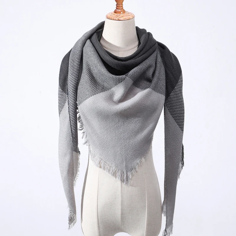 

2019 New Spring Women's Triquetrous Scarf Plaid Warm Cashmere Triangle Scarves Female Shawls and Pashmina Lady Bandana Wraps