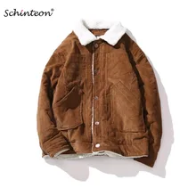 Schinteon зимняя Вельветовая куртка теплая куртка пальто с хлопковой подкладкой верхняя одежда с воротником из овечьей шерсти