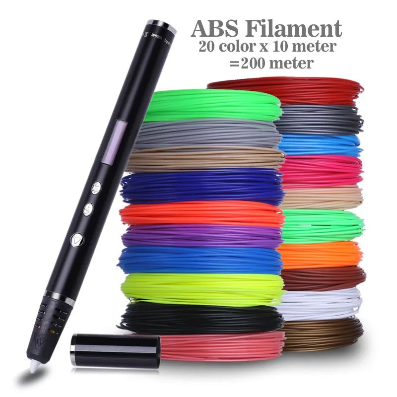 3D ручка модель 3 D принтер рисунок печати ручки с 100/200M из АБС-пластика для заправки зажигалок, школьные принадлежности для подарки на день рождения - Цвет: Pen With 200M ABS