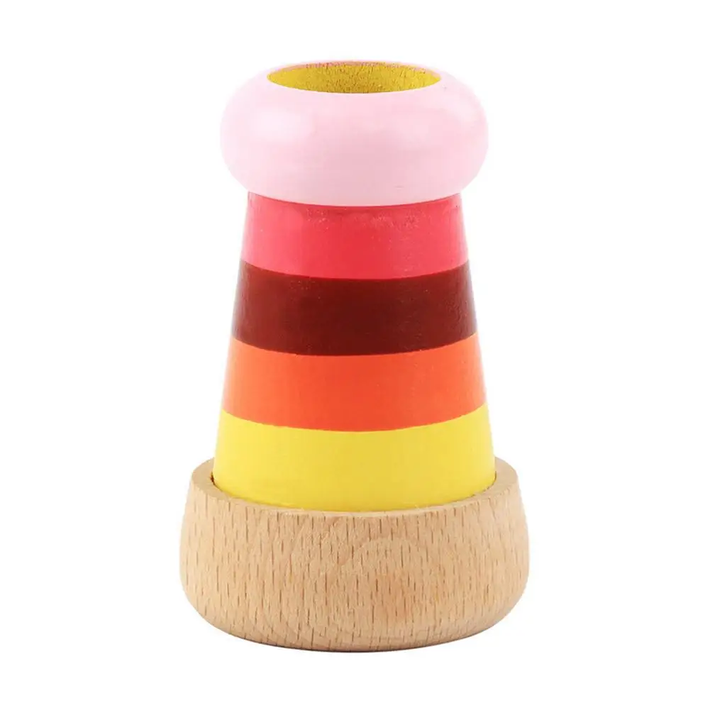 Wooden Mini Kaleidoscope Children's Polygon Rainbow Wooden Toys Puzzle Early Education Infants Grasping Prism Toy For Children