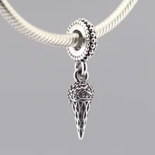 Подходит для Pandora шармы браслеты стерлингового серебра 925 ювелирные изделия ледяные бусинки пирожное с кремом с прозрачным и красным CZ