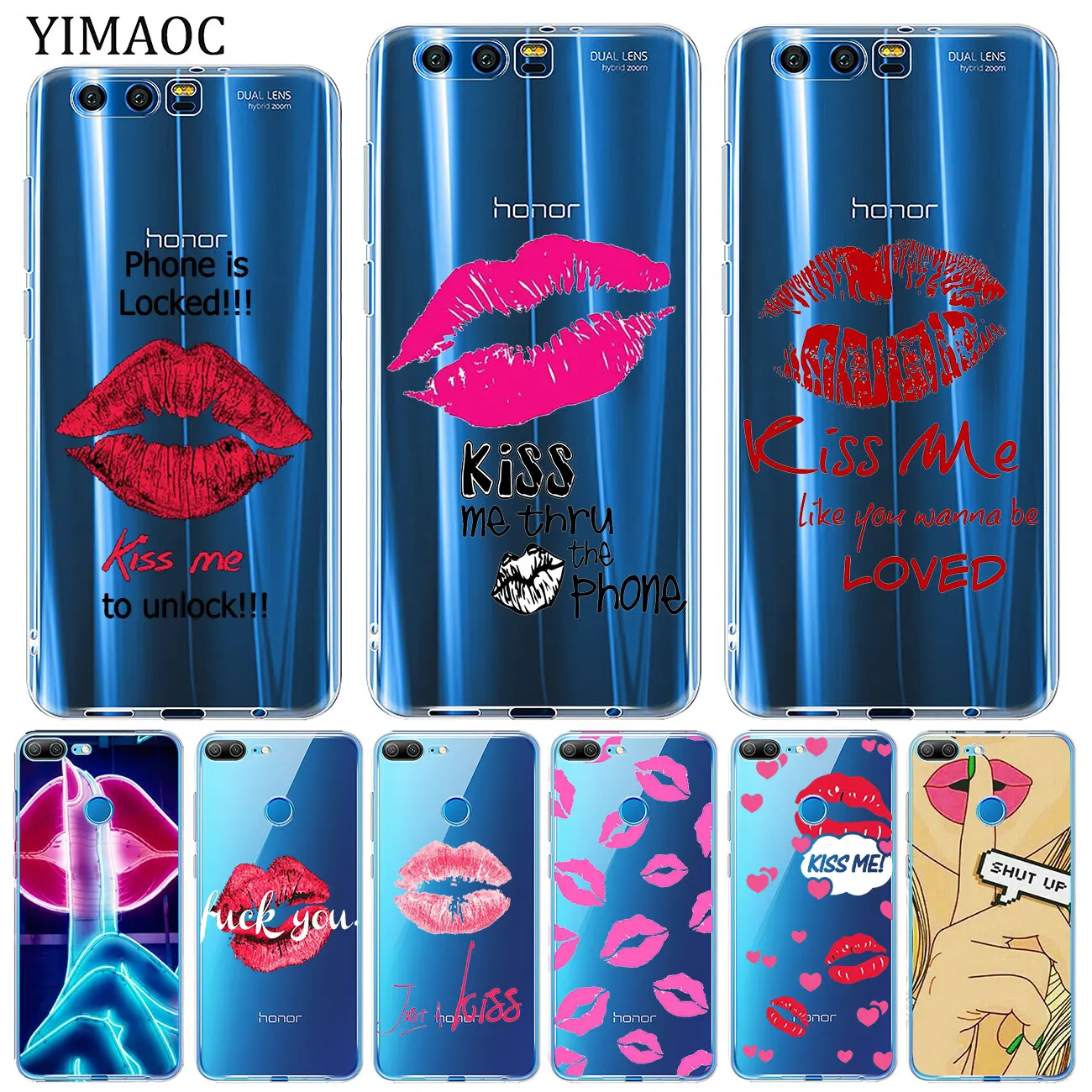 Мягкий чехол для телефона YIMAOC Kiss me Lips Rouge ДЛЯ Huawei Y9 Y7 Y6 Prime 2018 Honor 20 10 9 9X 8C 8X 8 Lite 7X 7C 7A