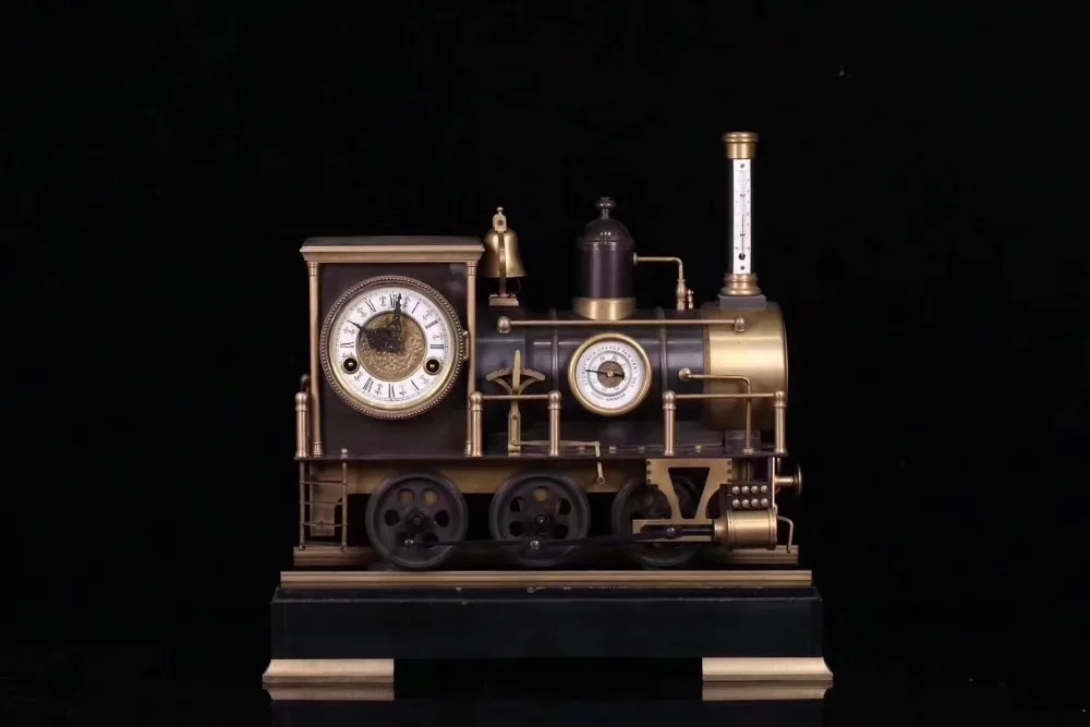 47 см европейские ретро бронзовые мраморные паровой поезд модель механические качели настольные часы