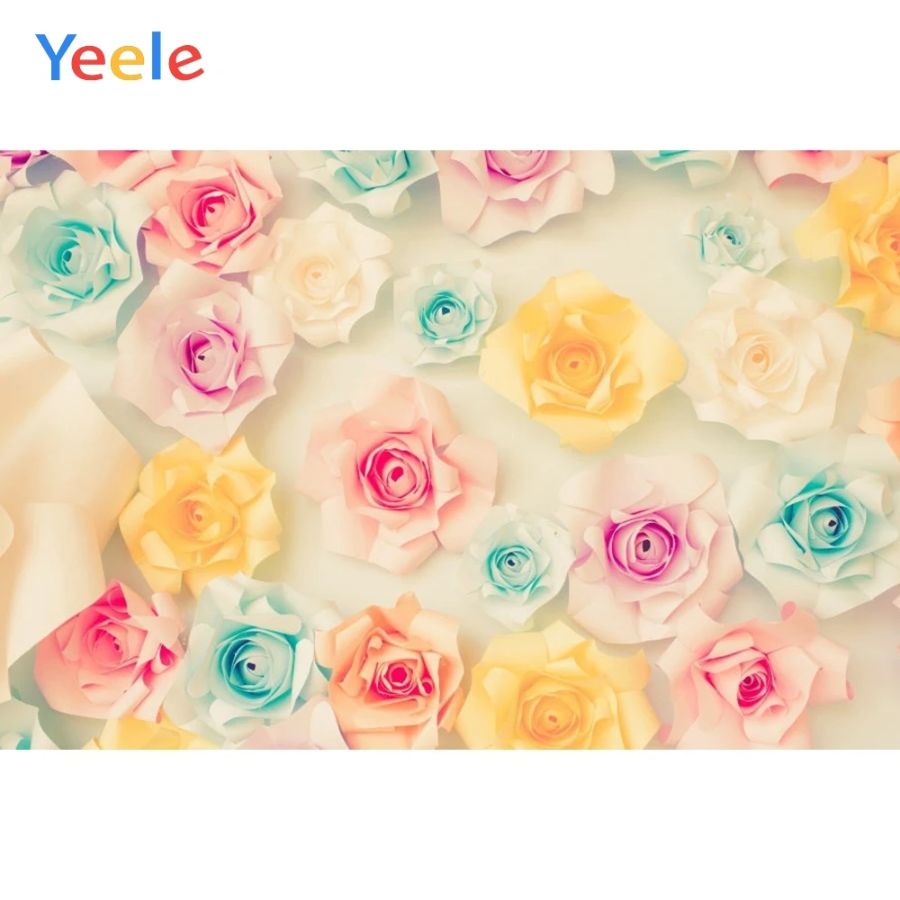 

Yeele Vinyl Colorful Paper Flower Children Birthday Party Photography Background Wedding Photographic Backdrop For Photo Studio