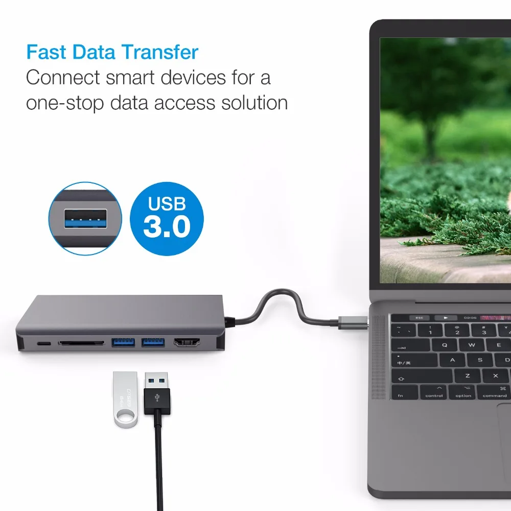 YUNCLOUD док-станция для ноутбука USB C к HDMI 4K VGA 1080P RJ45 Ethernet USB 3,0 концентратор для MacBook samsung S9/S8 huawei P20 Pro