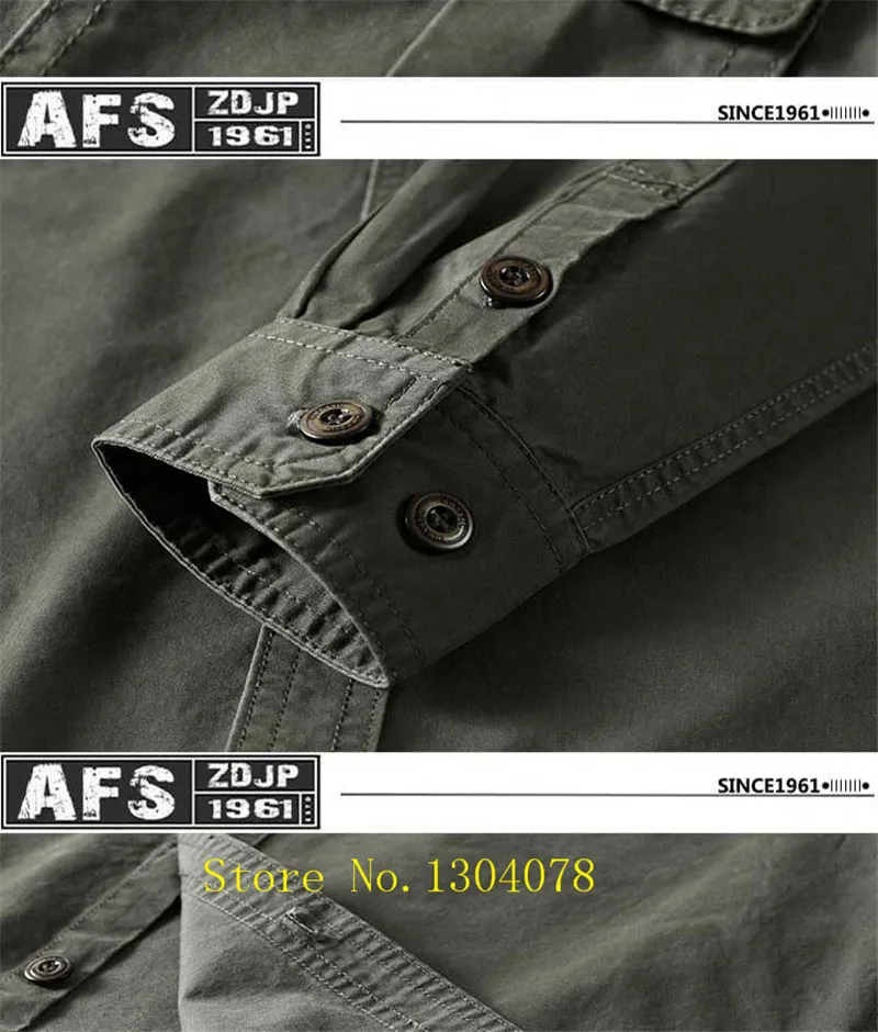 AFS JEEP 2018 рубашка Для мужчин Повседневное мода военных хлопка осень с длинным рукавом Для мужчин рубашка сплошной Цвет плюс Regular Fit Размеры