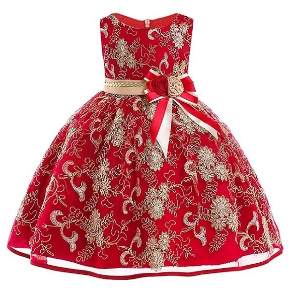 Платье принцессы для девочек платья для маленьких девочек Костюмы для платье с юбкой из тюля ко дню рождения для девочек вечерние Детский костюм для От 3 до 4 лет От 5 до 10 лет для детей - Цвет: Red