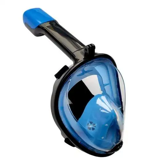 Регулируемый ремешок подводная противотуманная маска для подводного плавания, ныряния с дыхательной трубкой для занятий плаванием широкая область обзора дышащая маска для подводного плавания с полным лицом - Цвет: Navy Blue
