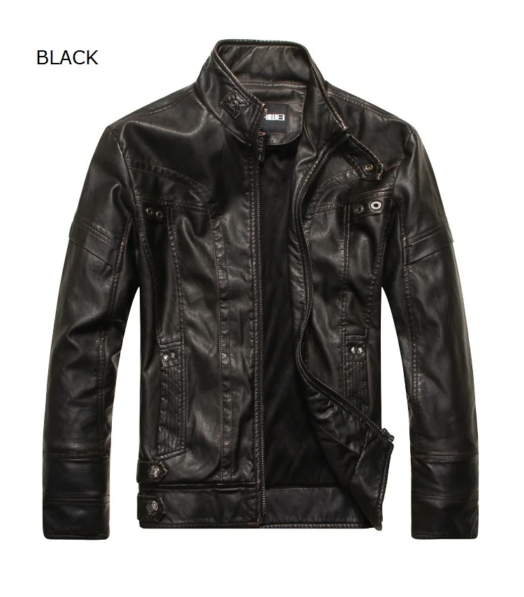 Grandwish, зимняя мужская кожаная куртка, плюс бархат, Прямая поставка, Мужское пальто из искусственной кожи, воротник-стойка, Мужская мотоциклетная куртка, ZA090 - Цвет: Black