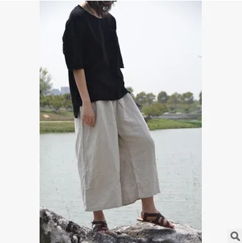 

Product release in the spring of 2016, the original design loose big yards of cotton linen ms leisure wide leg pants