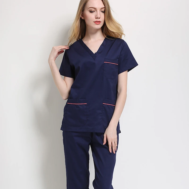 

Women's Fashion Scrubs Medical Uniforms Color-blocking Design(top/set)