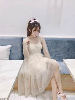 

Princess sweet lolita dress Spring fairy sexy sling dress with sequins very immortal sweet soft sister dress lovely women XH025