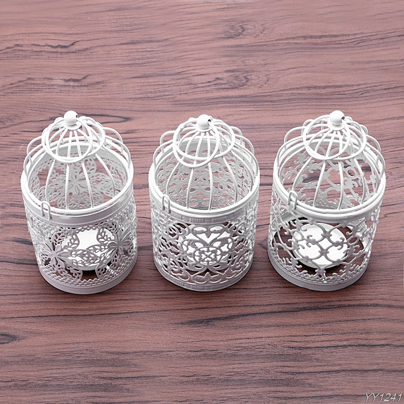 

Creative candelabros Hollow Hanging Bird Cage Candle Holder Candlestick Lantern Bridal Decor Vintage Candlesticks Home Decor-W11