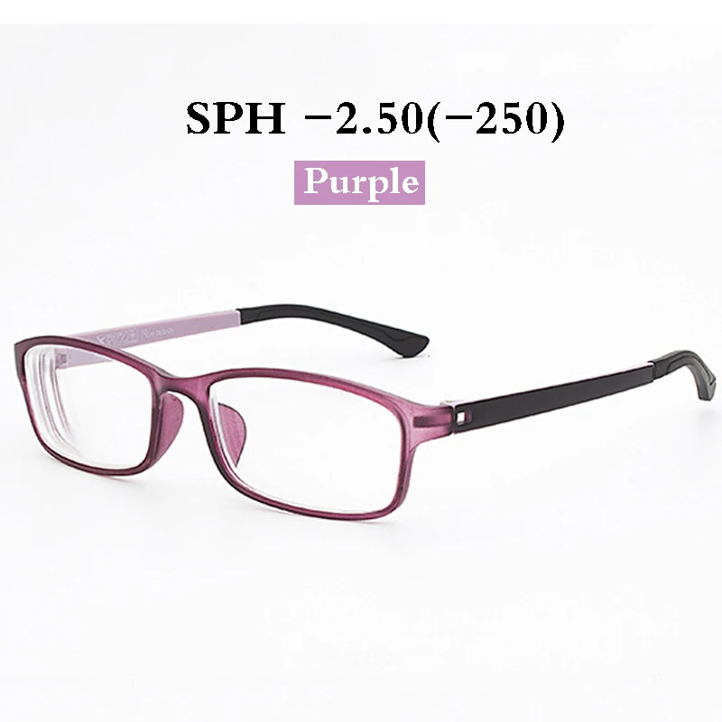 Iboode-0,5~-6,0 диоптрий Ретро близорукие очки для студентов близорукость очки для женщин и мужчин TR90 сверхлегкие очки близорукие очки - Цвет оправы: Purple -2.50
