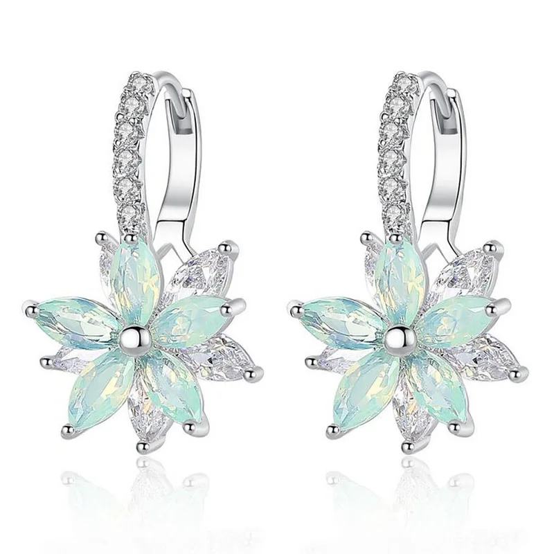 

Zircon Earrings With Colorful Orchid Earrings and Zircon Earrings Set with 3A Zircon Korean Style Fashionable Lady Earrings