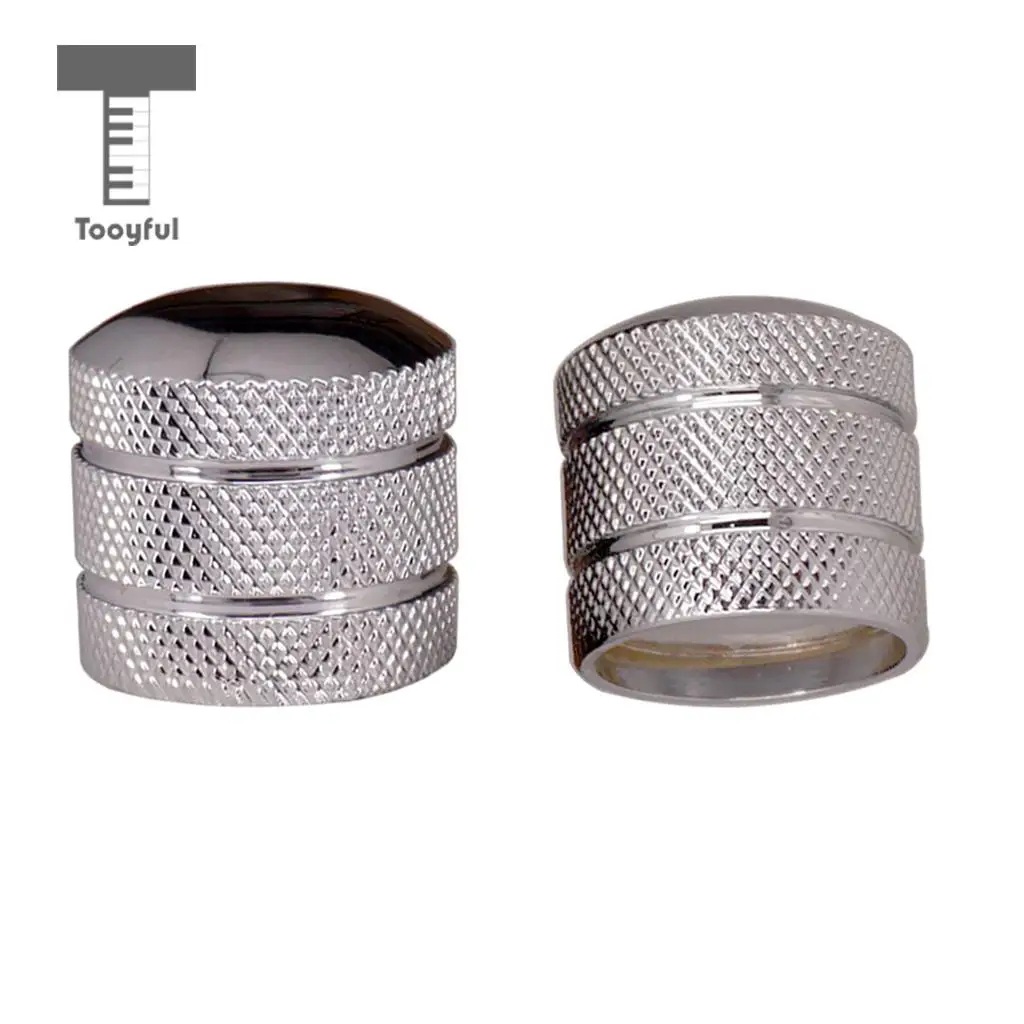 Tooyful 2 Pieces Volume Tone Control Knobs Turn Button for Electric Guitar Bass Replacement Silver